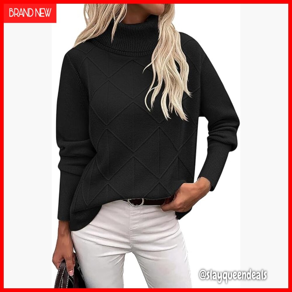 Chunky Knit Turtleneck Sweater Long Sleeve Pullover Fall Winter Top